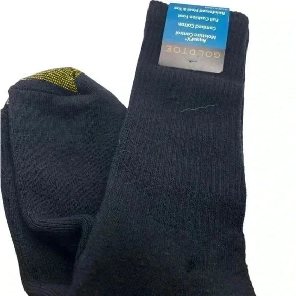 GoldToe Black Long Crew Socks size 6 - 12 1/2 - Picture 1 of 4